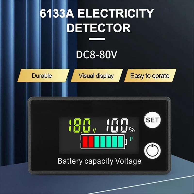 LCD Liquid Crystal 8-100V Voltmeter Battery Car Power Detection Digital Lithium Battery Capacity Dis