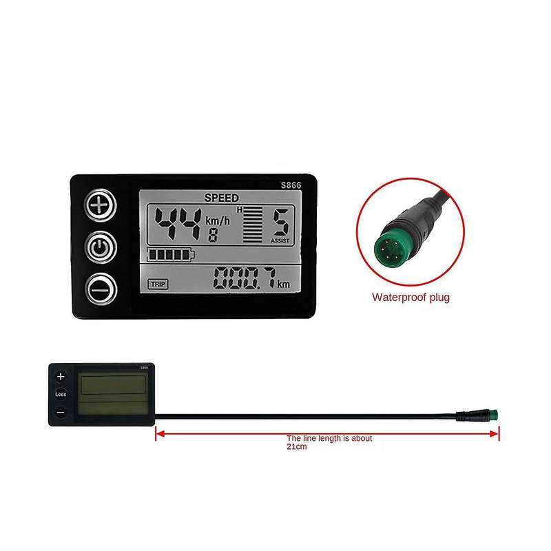 Lcd-s866 Electric Bike Lcd Display Meter 24v 36v 48v E-bike Control Panel with Waterproof Plug Ebik
