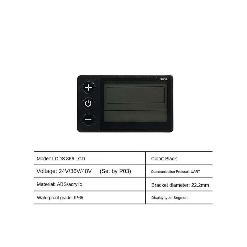 Lcd-s866 Electric Bike Lcd Display Meter 24v 36v 48v E-bike Control Panel with Waterproof Plug Ebik