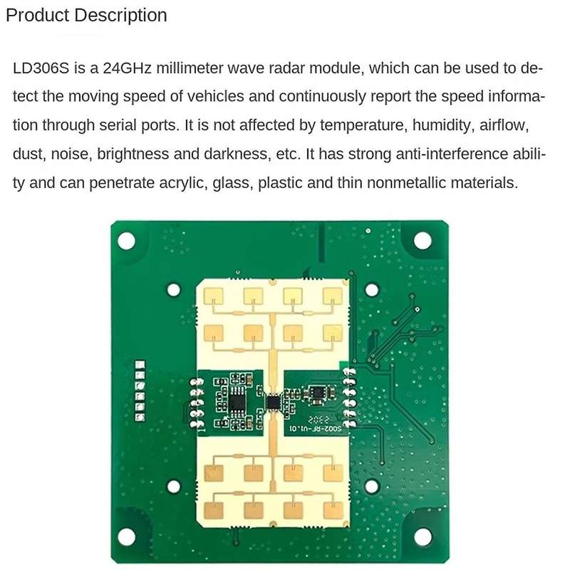 LD306S 24G Speed Radar Module LD306S Traffic Vehicle Speed Feedback Monitoring Sensor RS485 Serial