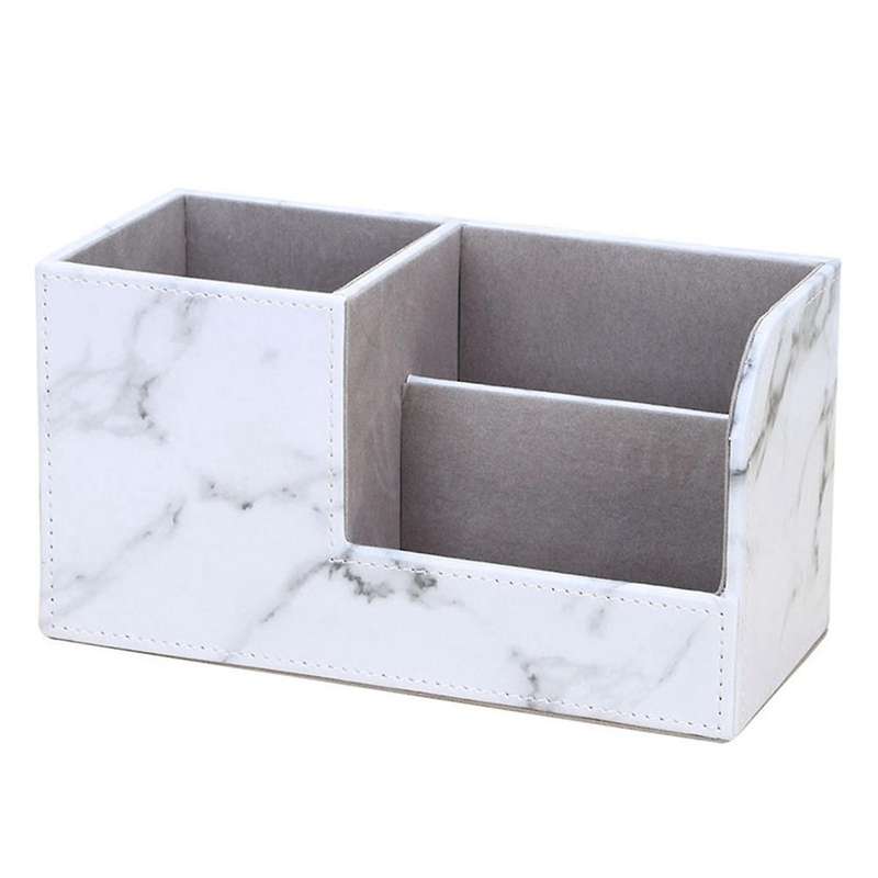 Leather Desk Organizer,office Supplies Holder Desktop Stationery Storage Box for Business Card, Pen