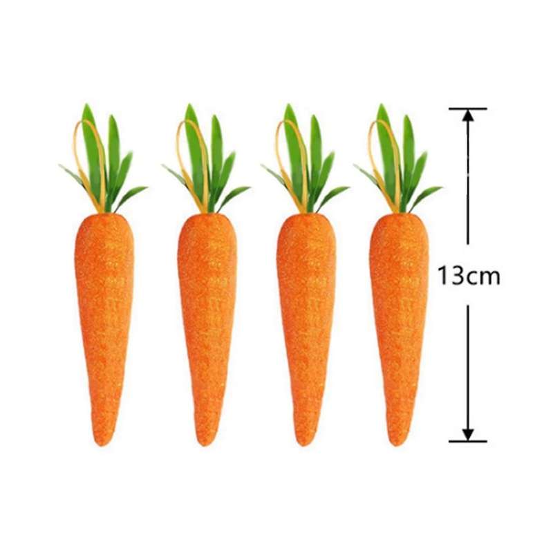 L-Easter Carrot Hanging Ornaments - 12Pcs Premium Foam Glitter Artificial Carrots for Easter Decorat