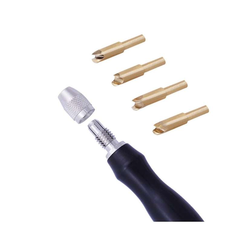 Leather Edge Creaser Set with 4 Replaceable Brass Head 1.5-2-2.5-3mm Press Sealing Machine Edge Mark