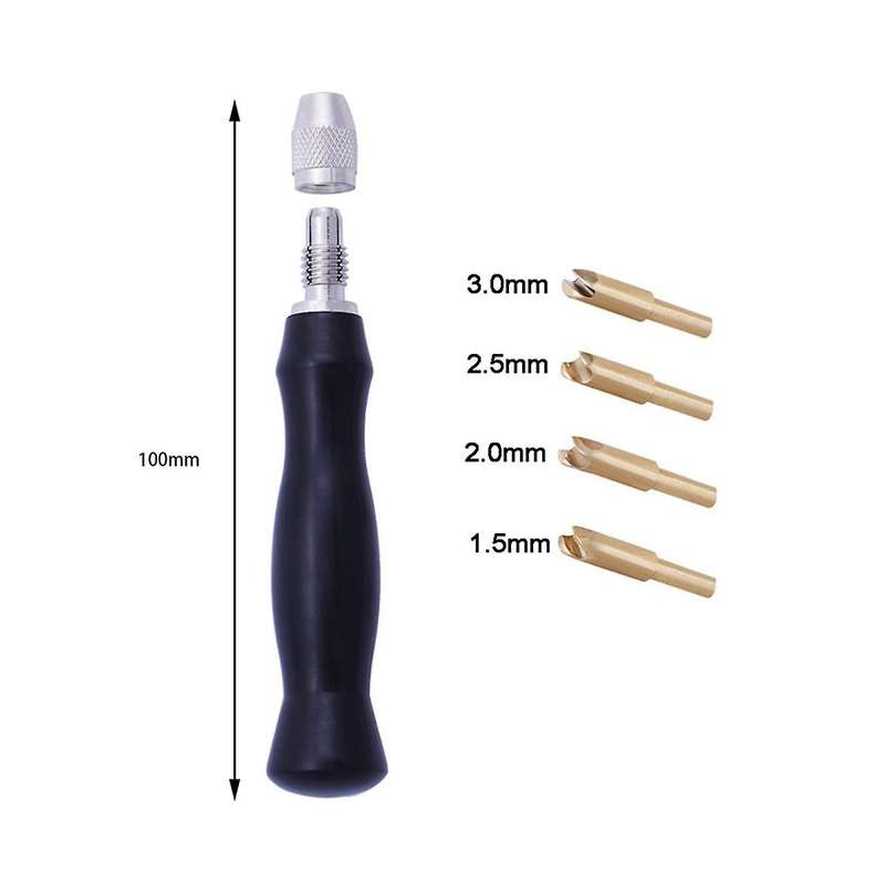 Leather Edge Creaser Set with 4 Replaceable Brass Head 1.5-2-2.5-3mm Press Sealing Machine Edge Mark