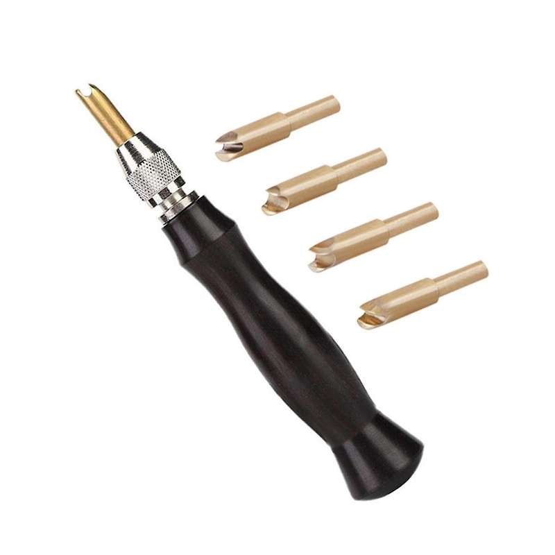 Leather Edge Creaser Set with 4 Replaceable Brass Head 1.5-2-2.5-3mm Press Sealing Machine Edge Mark