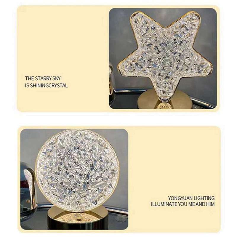 Led , Circular Three Color Desk Light, Touch Dimming, Bedside Light, Romantic Diamond Usb