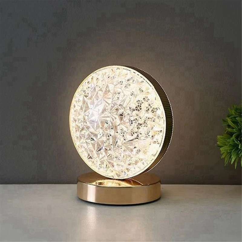 Led , Circular Three Color Desk Light, Touch Dimming, Bedside Light, Romantic Diamond Usb