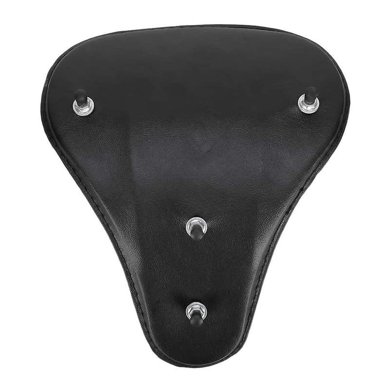 Leather Motorcycle Solo Seat Spring Bracket Seat for -Black