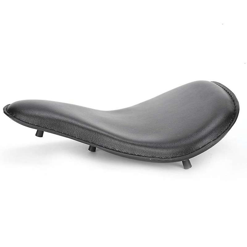 Leather Motorcycle Solo Seat Spring Bracket Seat for -Black