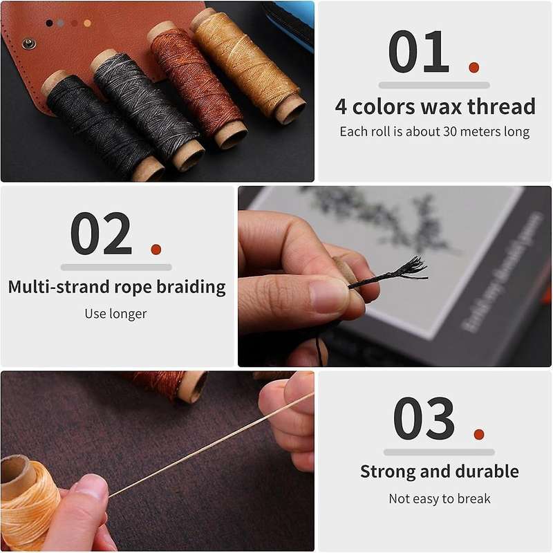 Leather Sewing Kit, Leather Working Tools and Supplies, Leather Working Kit Waxed Thread, Leather Up