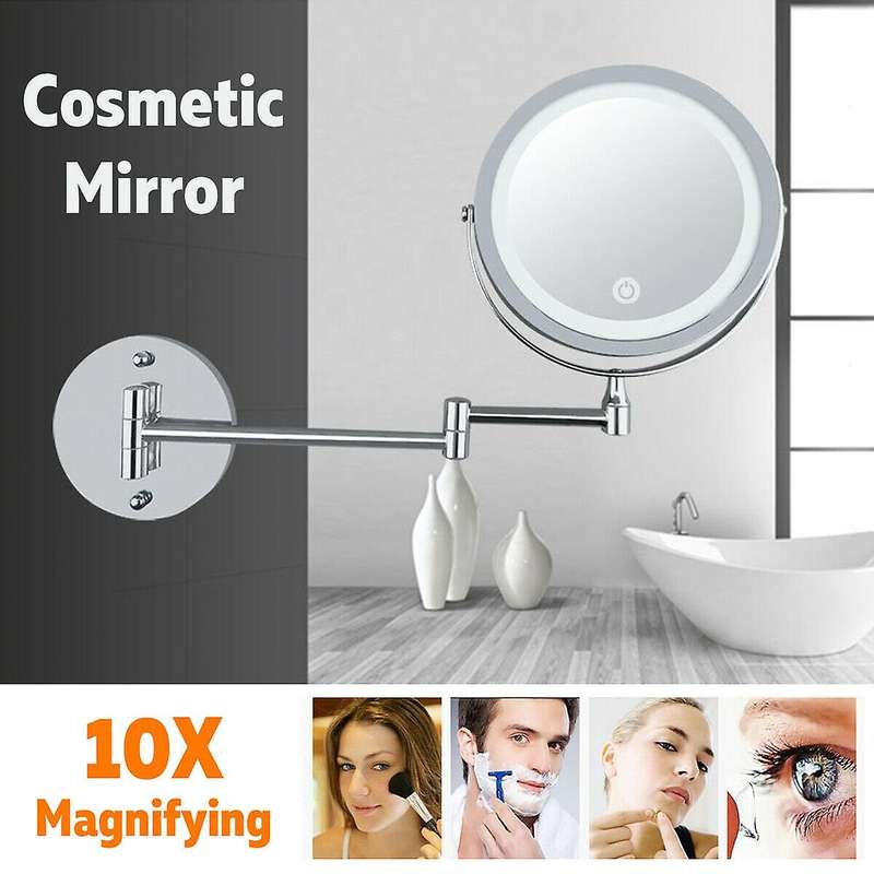 Led 10x Magnifying Makeup Shaving Vanity Mirror Bathroom Wall Mount 360