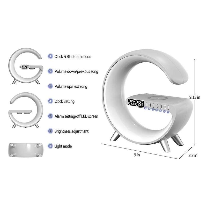 Led Atmosphere Rgb Light Multifunctional Wireless Charger Alarm Clocks Speaker App Control for Us P