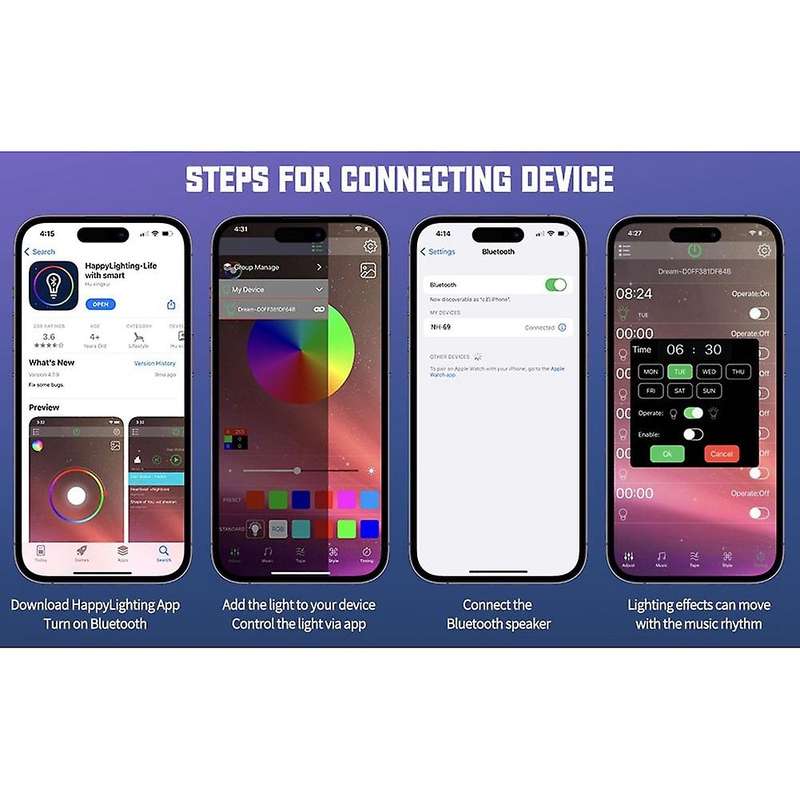 Led Atmosphere Rgb Light Multifunctional Wireless Charger Alarm Clocks Speaker App Control for Us P