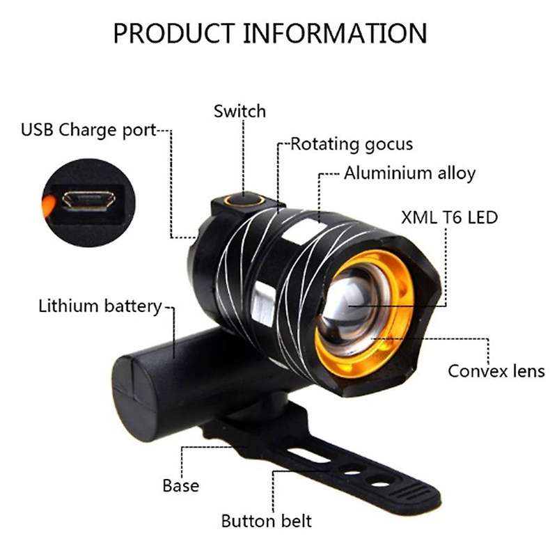Led Bicycle Light Usb Charging Waterproof Front Lights Headlight with Usb Rechargeable Backlight Cyc
