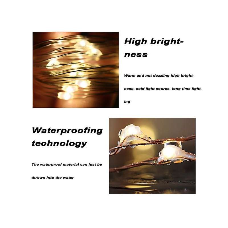 Led Button Light String Button Battery Box Fairy Lights Waterproof Mini Firefly with Flexible Silve