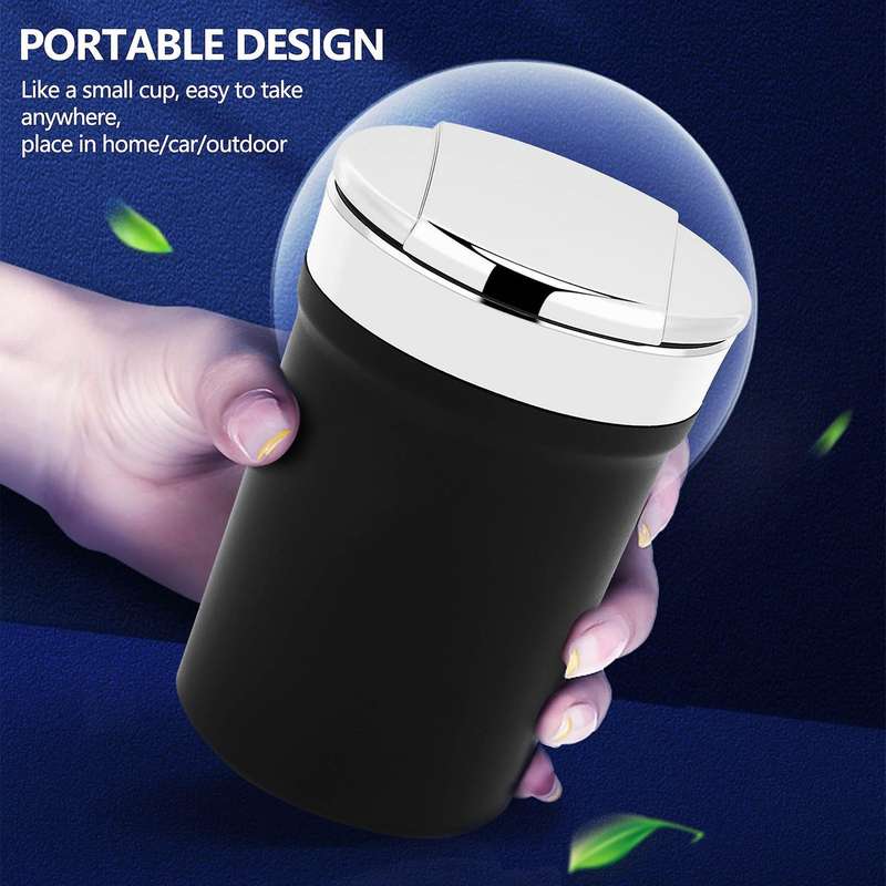 Led Blue Light Windproof Enclosed Home Ashtrays, Car Cup Holder Ashtray, Automatically Extinguished