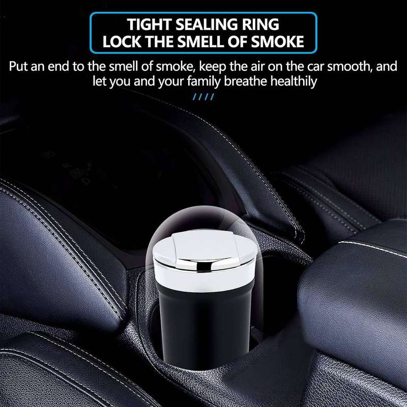 Led Blue Light Windproof Enclosed Home Ashtrays, Car Cup Holder Ashtray, Automatically Extinguished