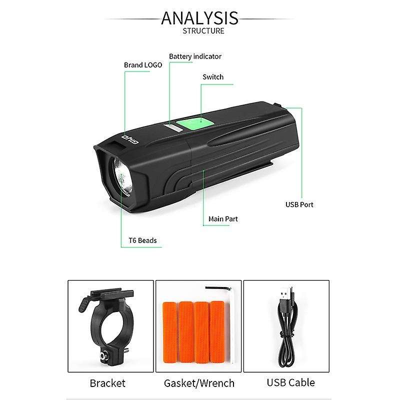 Led Bike Flashlight Usb Rechargeable Headlight for Bicycle Strong Cycling Lamp Bike Front Handlebar