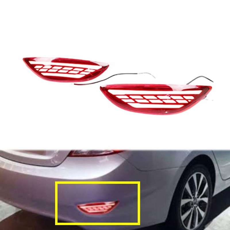 LED Car High-Position Brake Light Rear Bumper Reflector Parking Warning Light Turn Signal for Accent