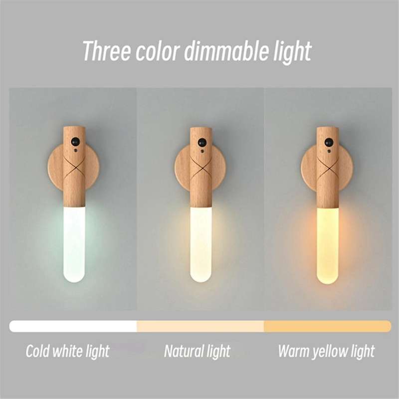 Led Circular Wooden Stick Magnetic Handheld Night Light Usb Wireless Wall Light Home Bedroom Decorat