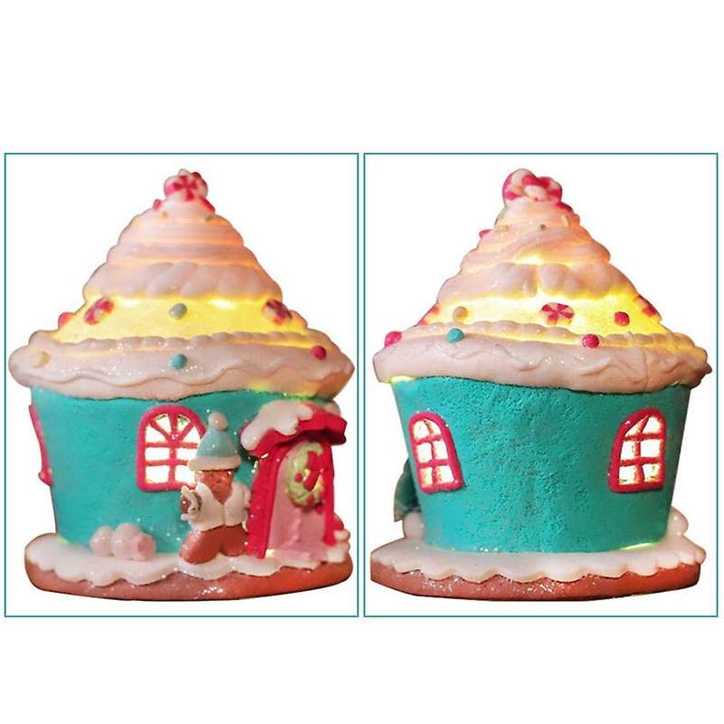 LED Christmas Gingerbread House House Gingerbread Decor Tabletop Christmas Holiday Decorative,A