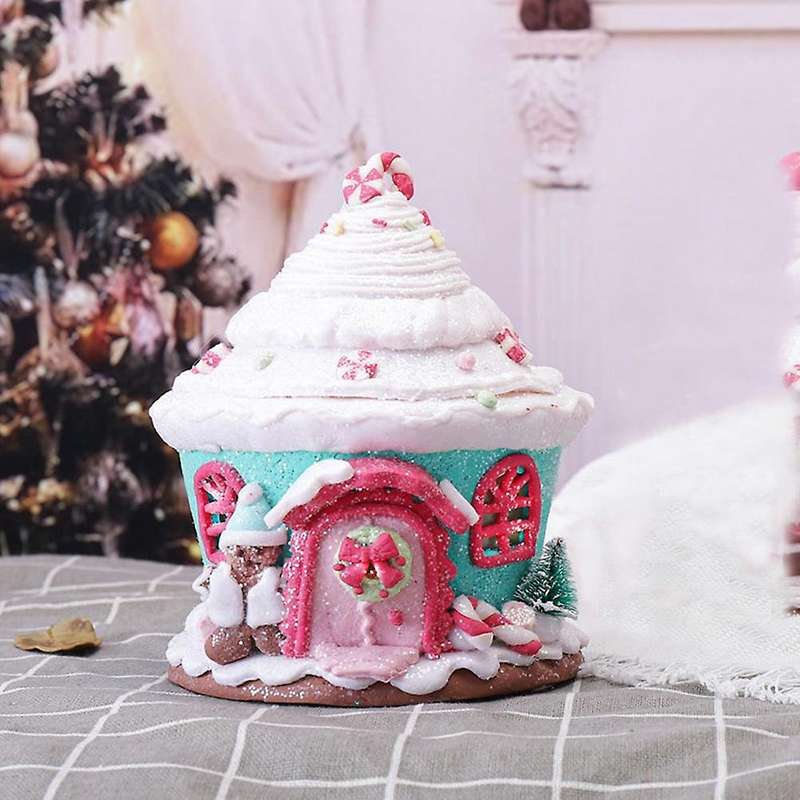 LED Christmas Gingerbread House House Gingerbread Decor Tabletop Christmas Holiday Decorative,A