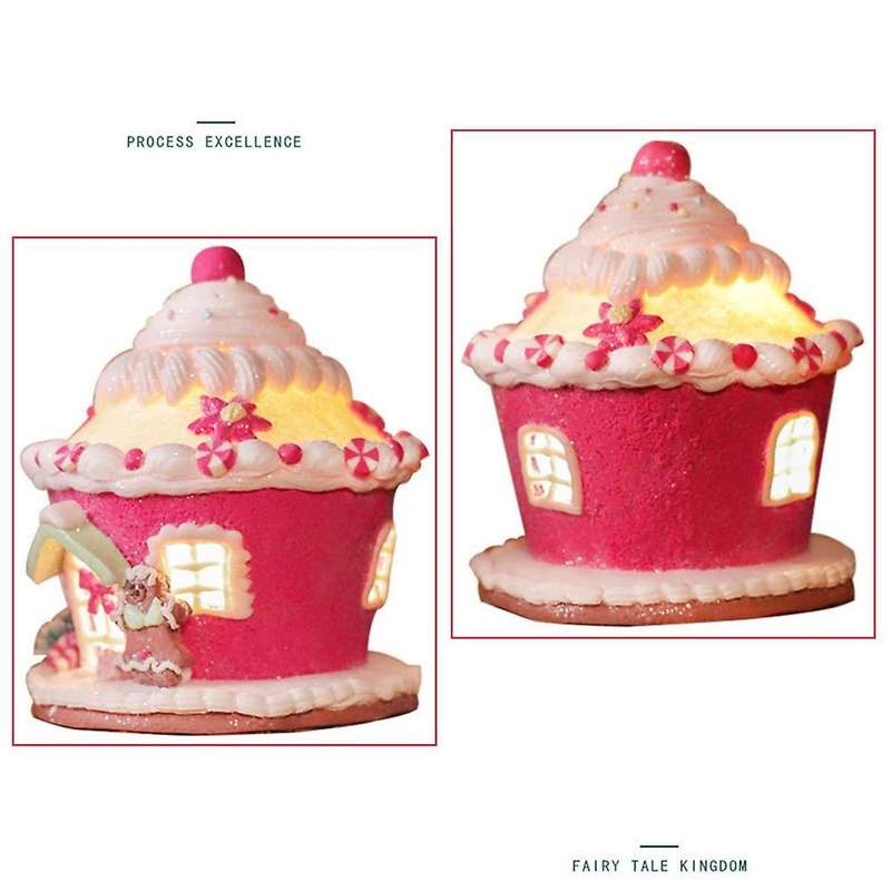 LED Christmas Gingerbread House House Gingerbread Decor Tabletop Christmas Holiday Decorative,A