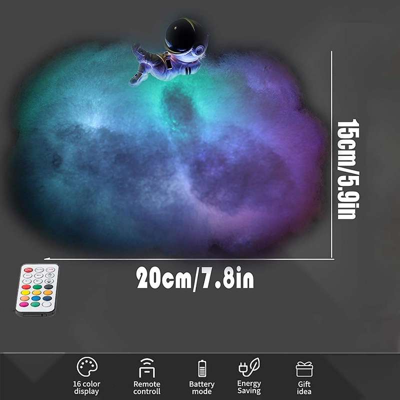 Led Colorful Cloud Astronaut Lamp with Rainbow Effect,astronaut Children's Night Light Cloud Lamps
