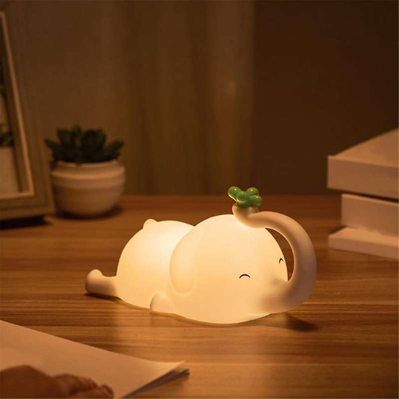 LED Cute Elephant Night Light, Cute Elephant Lamp with Timer Silicone Night Light for Room Dimmable
