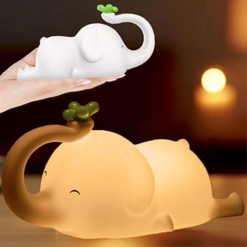 LED Cute Elephant Night Light, Cute Elephant Lamp with Timer Silicone Night Light for Room Dimmable