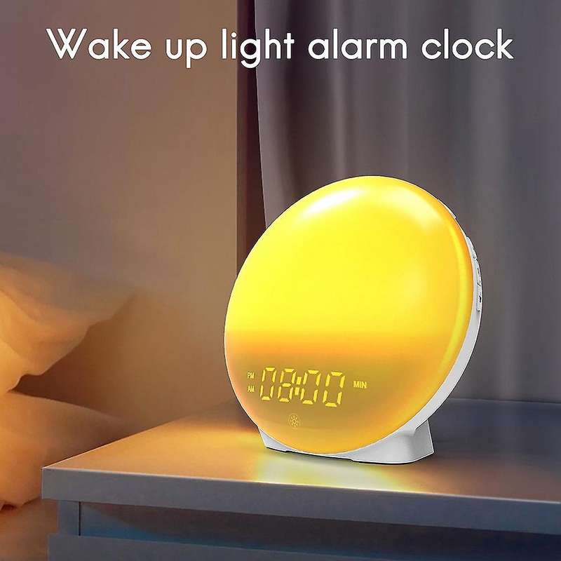 LED Colorful Light Alarm Clock Sunrise and Sunset FM Radio Bedroom Charging Atmosphere Night Light A