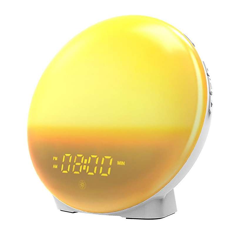 LED Colorful Light Alarm Clock Sunrise and Sunset FM Radio Bedroom Charging Atmosphere Night Light A