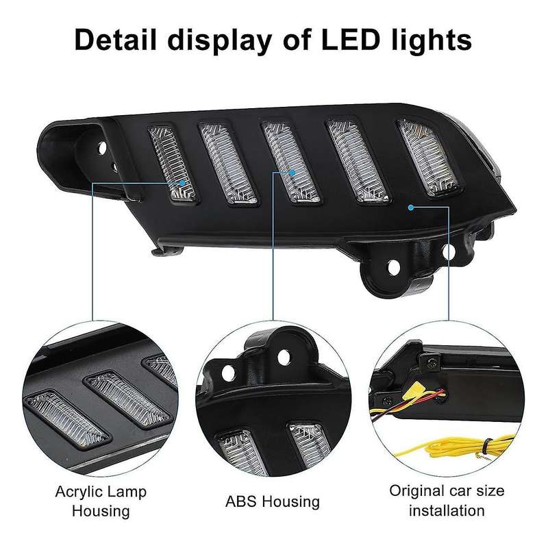 Led Daytime Running Lights for 2016-2023, Sequential Flash Turn Signal Drl Front Side Headlight