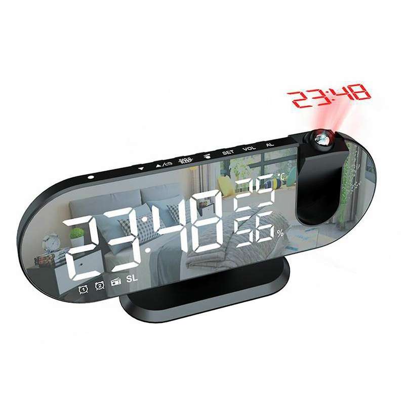 Led Digital Alarm Clock Bedroom Electric Alarm Clock with Projection Fm Radio Time Projector Bedroom