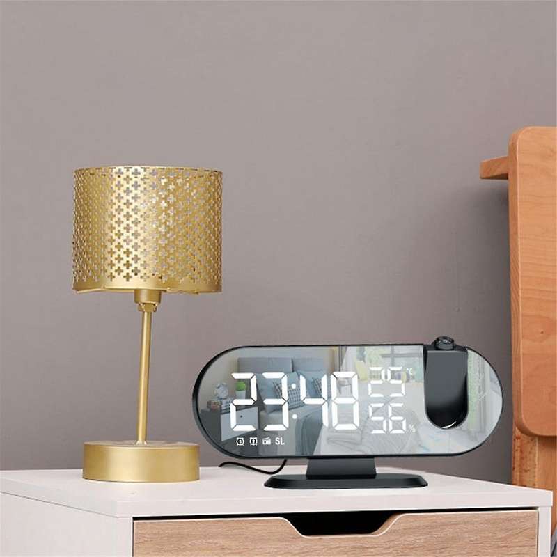 Led Digital Alarm Clock Bedroom Electric Alarm Clock with Projection Fm Radio Time Projector Bedroom
