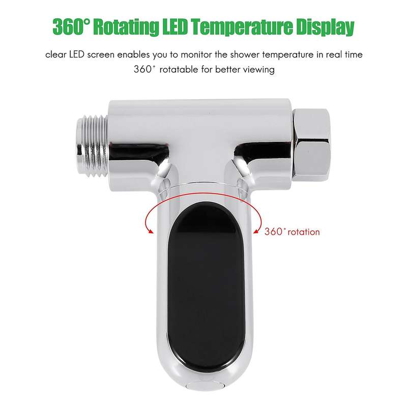 LED Display Home Water Shower Thermometer Flow Self-Generating Electricity Water Temperature Meter M