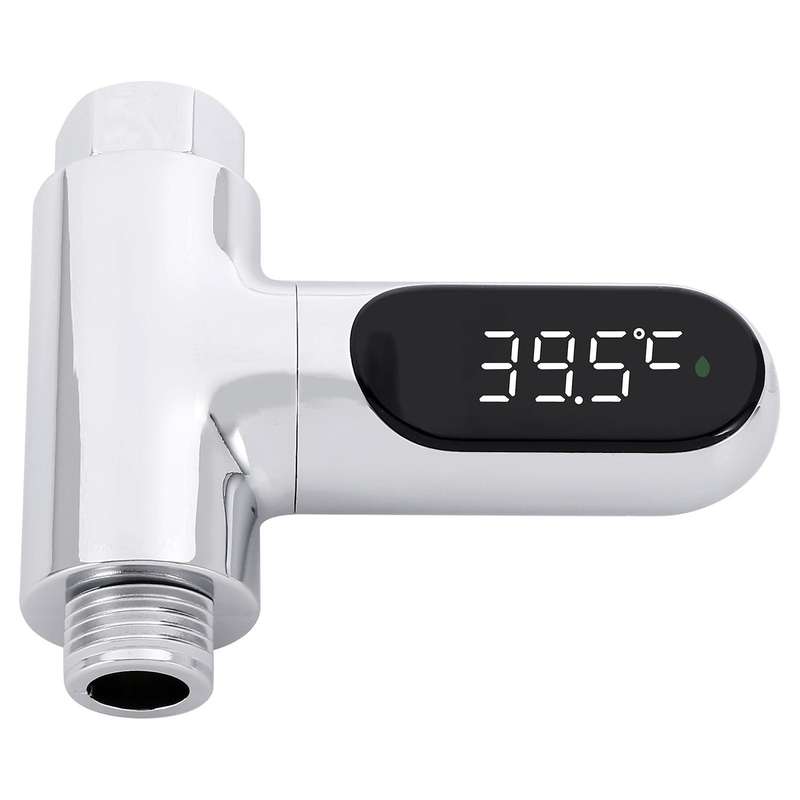 LED Display Home Water Shower Thermometer Flow Self-Generating Electricity Water Temperature Meter M