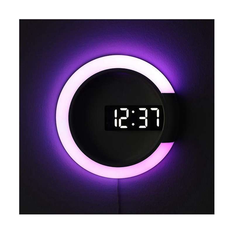 Led Digital Wall Clock Digital Display Temperature 7 Colors 3d Bedroom Living Room Decoration Digita