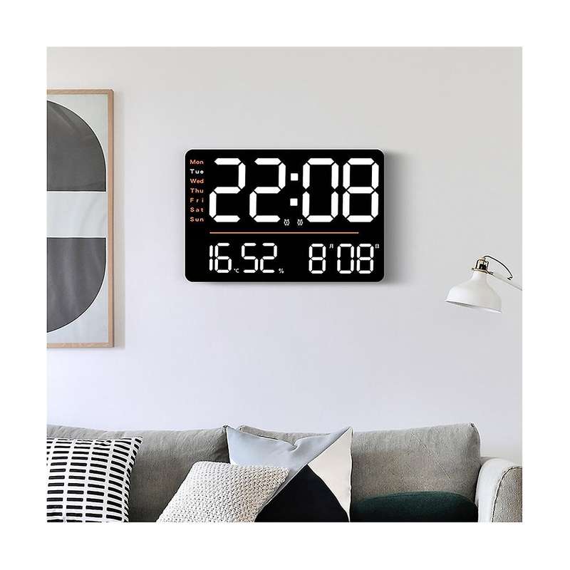 Led Digital Wall Clock Temperature Humidity Electronic Clock Remote Brightness Adjustable Clock For