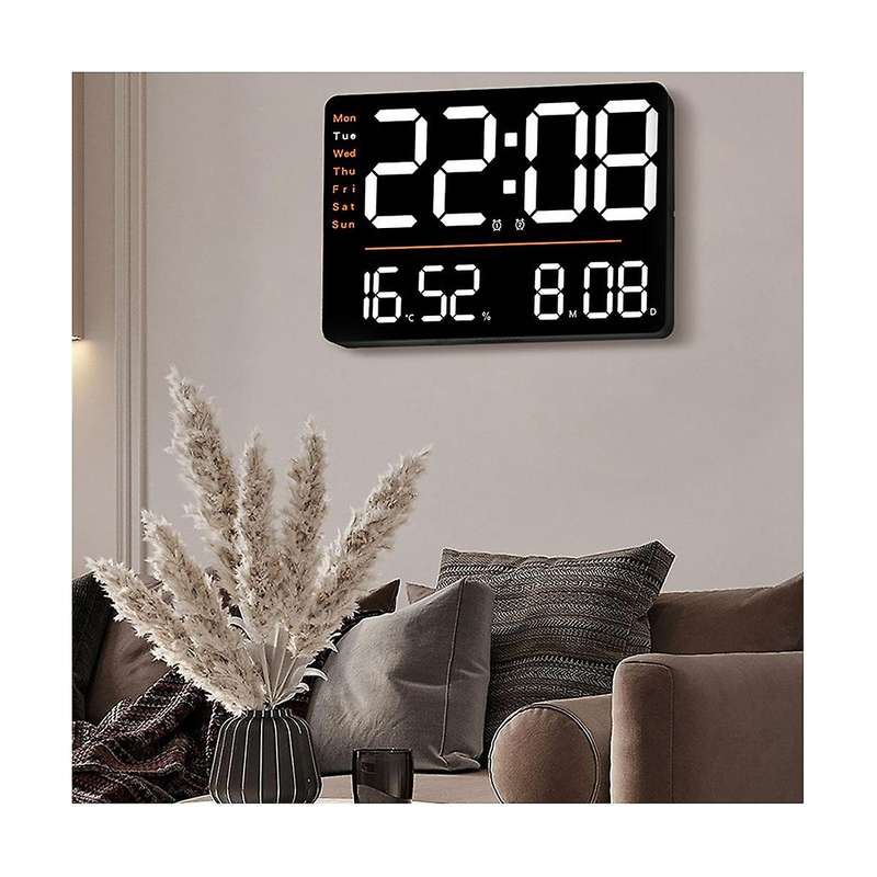 Led Digital Wall Clock Temperature Humidity Electronic Clock Remote Brightness Adjustable Clock For