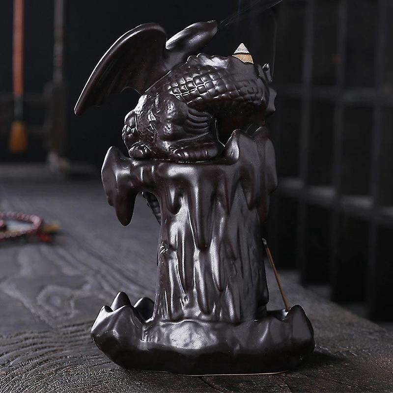 LED Dragon Burner Ceramic Smoke Backflow Incense Burner Holder Aromatherapy Furnace Smell Aromatic H