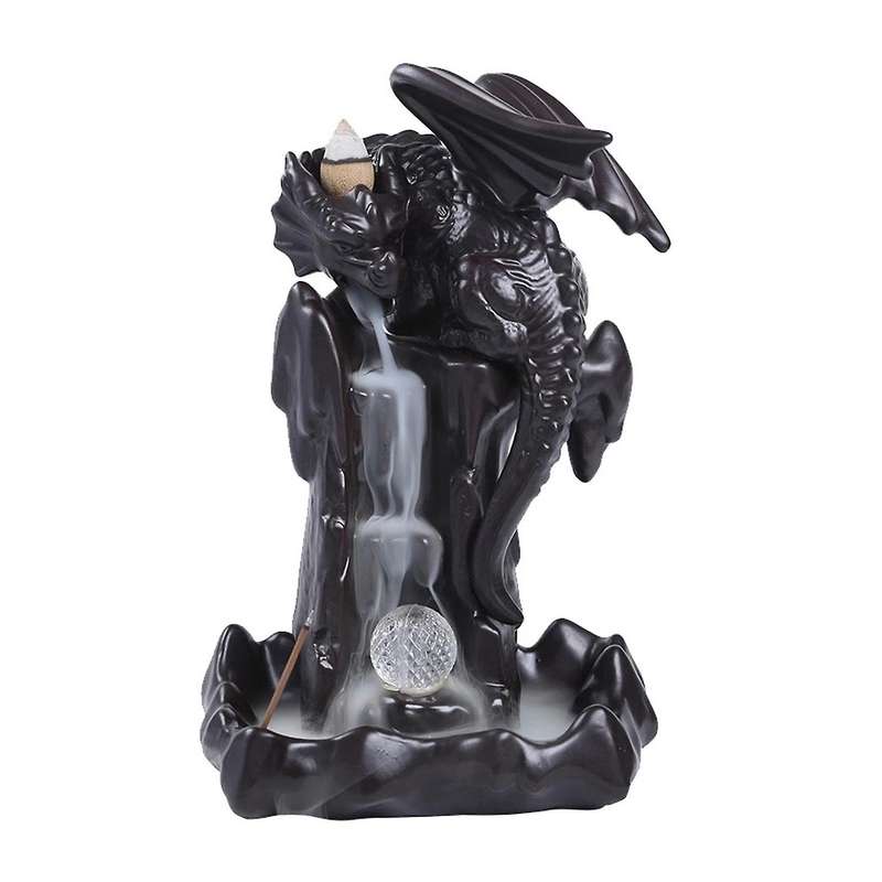 LED Dragon Burner Ceramic Smoke Backflow Incense Burner Holder Aromatherapy Furnace Smell Aromatic H