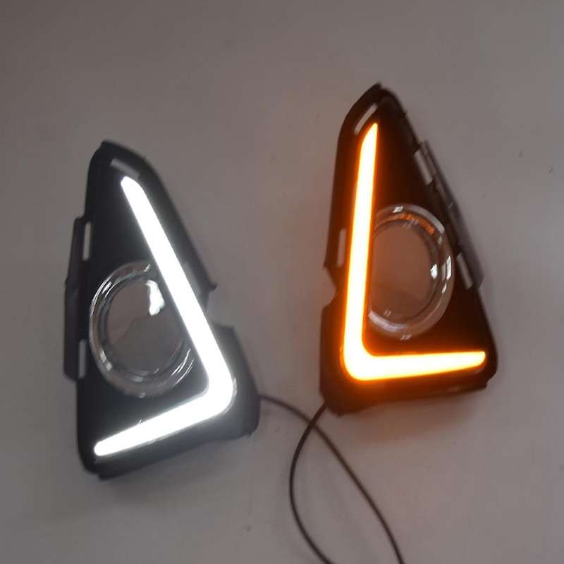 LED DRL Daytime Running Light Fog Lamp 12V Car Running Lights for 4 2016 2017 2018(White+Yellow Ligh