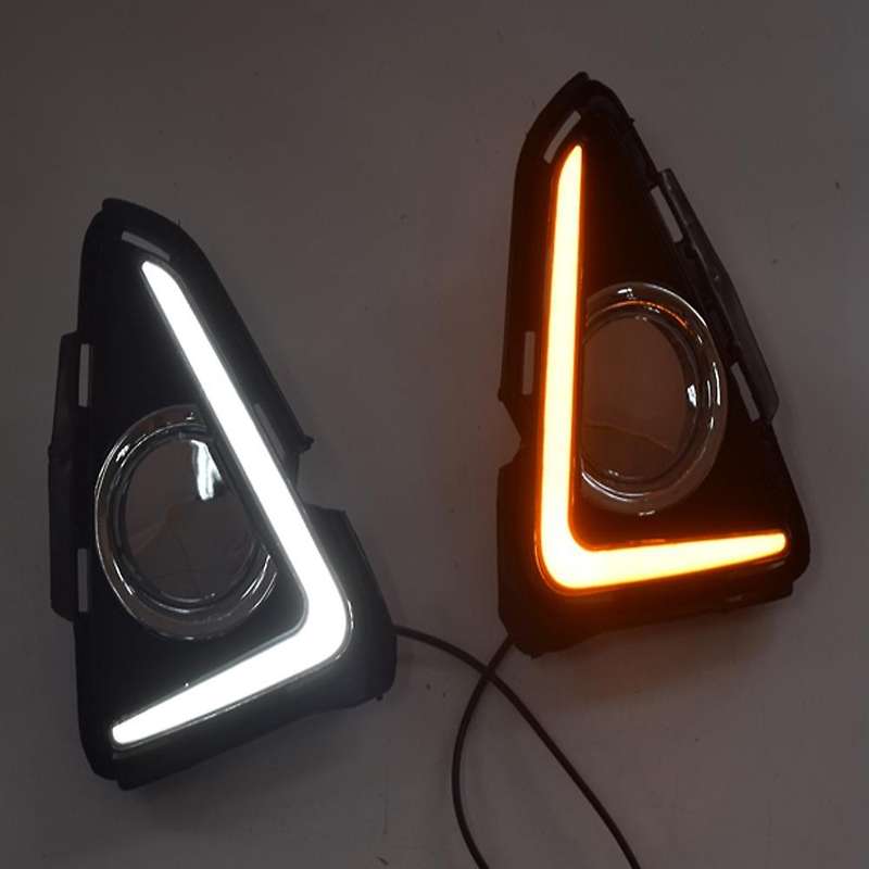 LED DRL Daytime Running Light Fog Lamp 12V Car Running Lights for 4 2016 2017 2018(White+Yellow Ligh