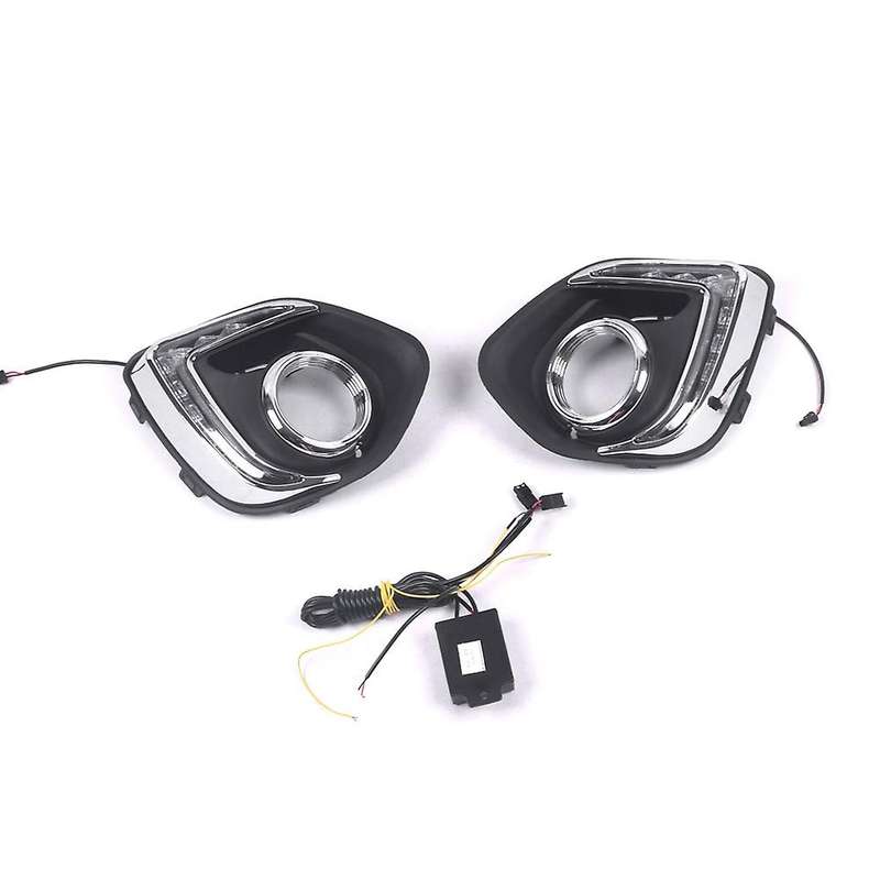 LED DRL Daytime Running Light Fog Lamp 12V Car Running Lights for ASX 2013-2015(White+Yellow Lights)