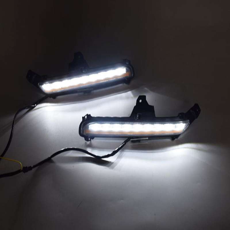 LED DRL Daytime Running Light Fog Lamp 12V Car Running Lights for K2 2015 2016(White and Yellow)