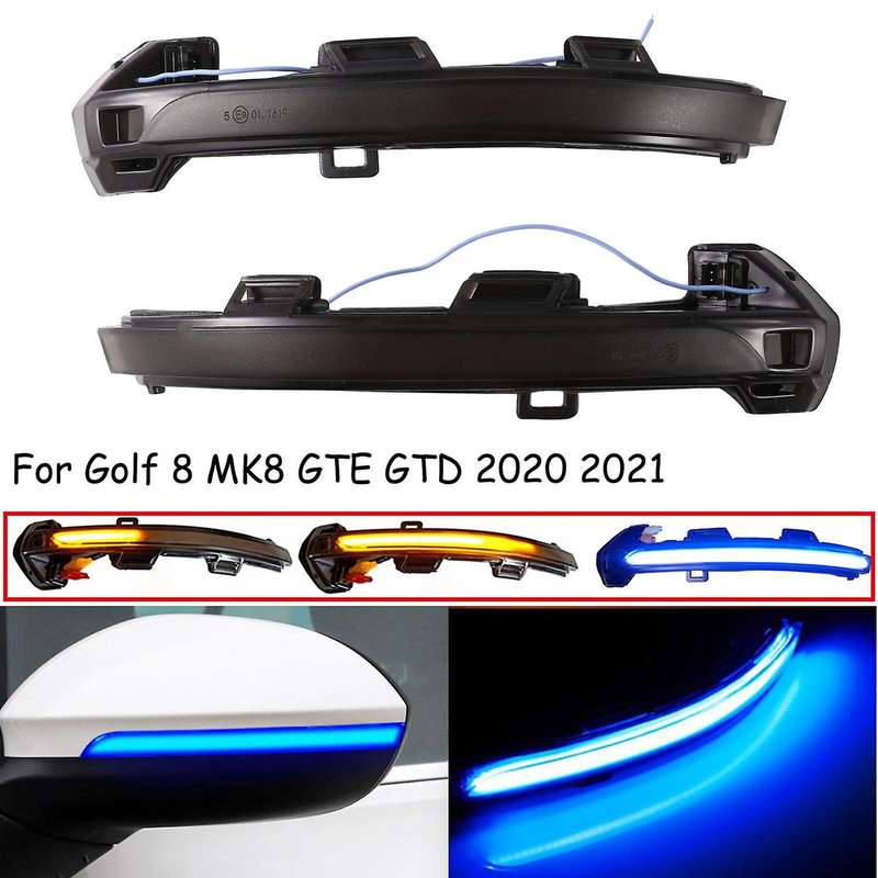 LED Dynamic Side Mirror Indicator, for Golf 8 MK8 GTE GTD 2020 2021 Rearview Turn Signal Flashing Li