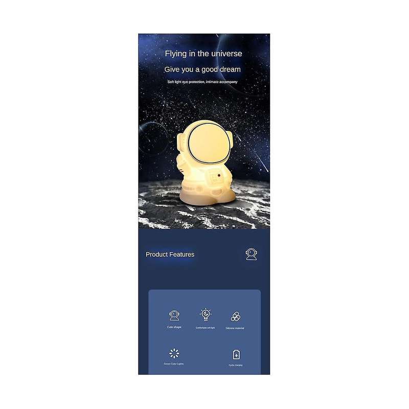 Led Eye Protection Night Light Astronaut Silicone Flapping Lamp Children's Bedside Dormitory Emotio