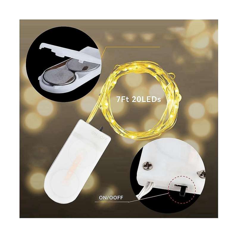 Led Fairy Lights 12 Pack Battery Operated Fairy Lights Silver Wire 20 Led for Bedroom