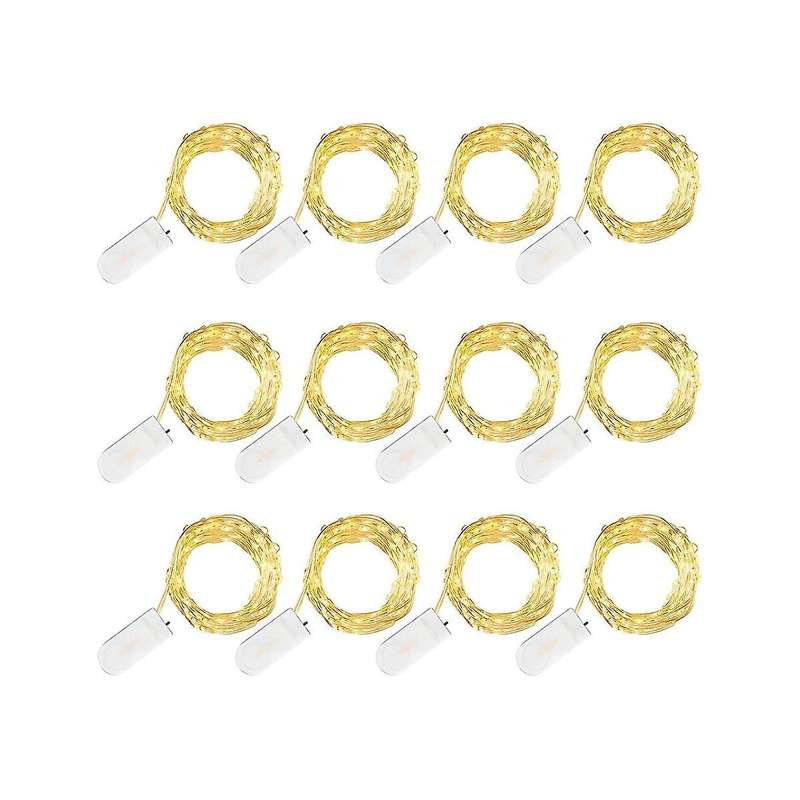 Led Fairy Lights 12 Pack Battery Operated Fairy Lights Silver Wire 20 Led for Bedroom